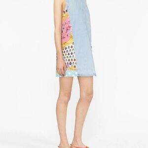 Versace x Dua Lipa Butterflies denim mini dress; Like New, plastic on zipper